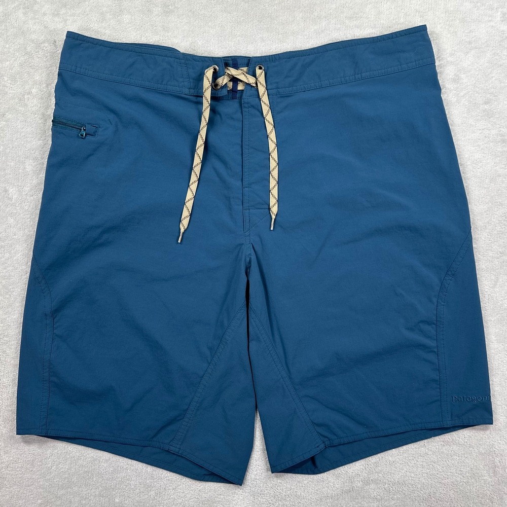 Patagonia Board Shorts Men 38 Blue Surfing Stretch Nylon Quick Dry Swim Trunks